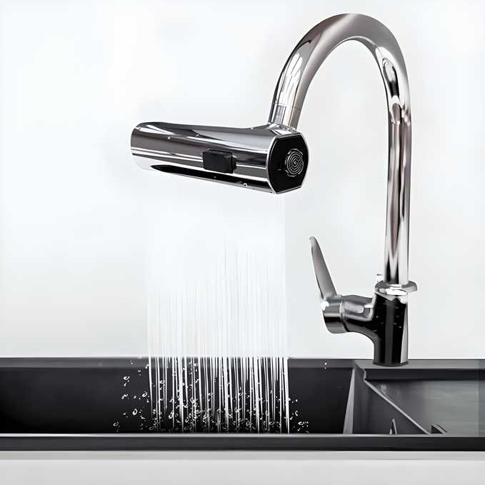 360* Waterfall Kitchen Faucet, Touch Faucet, Extender for Kitchen Sink 3 in 1