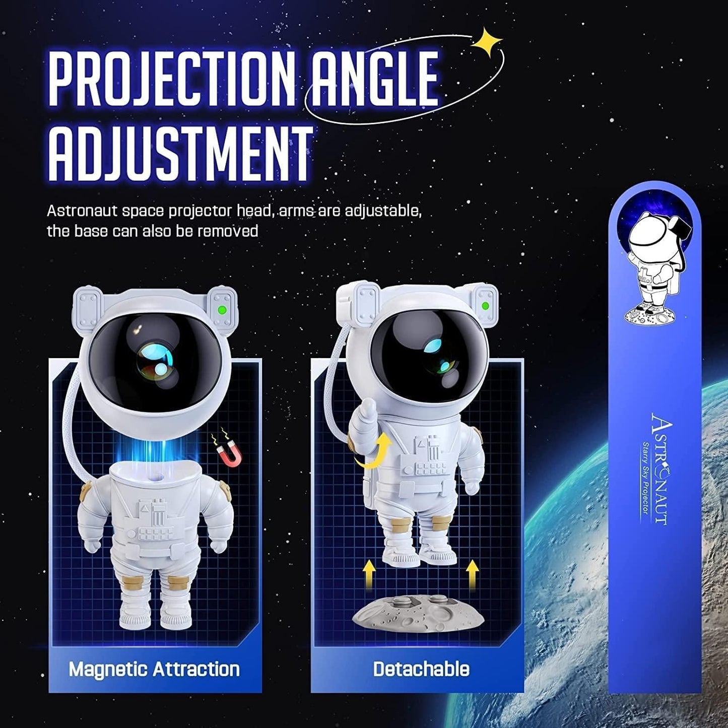 Astronaut Galaxy Projector - 360 Head Rotation With Remote Control