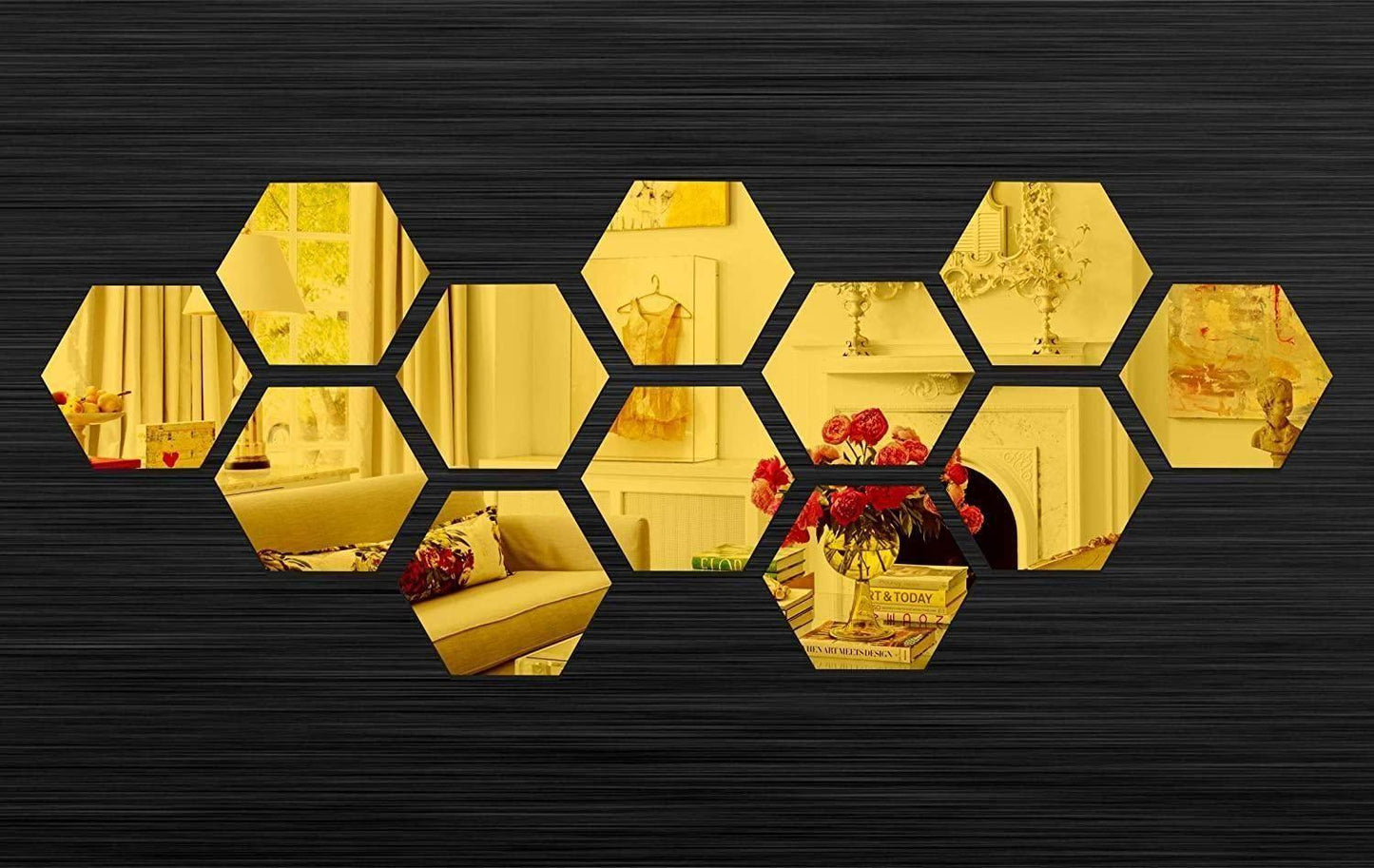 3D Acrylic Hexagon Mirror Wall Stickers (Set of 12)